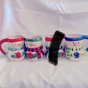 Christmas Bay Island Snowman Mugs Cups Set of 3 Hot Chocolate Coffee Winter